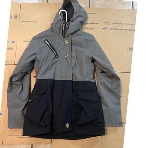 Holden Marren Trench Ski Snowboard Jacket Hooded Gray Black Waterproof Insulated